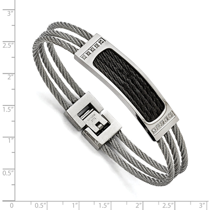 Chisel Brand Jewelry, Stainless Steel Polished Black IP-plated .15ct tw. Diamond Men's Bracelet