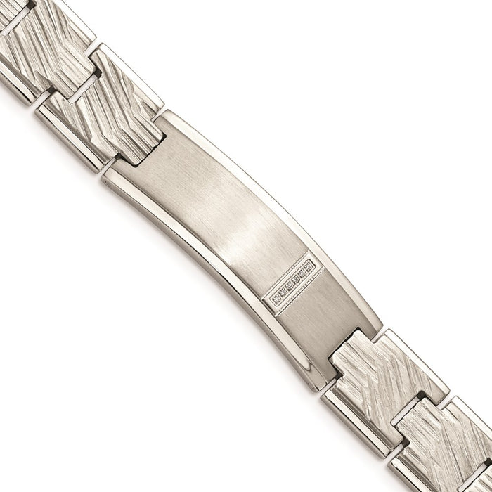 Chisel Brand Jewelry, Stainless Steel Polished and Matte CZ Men's Bracelet