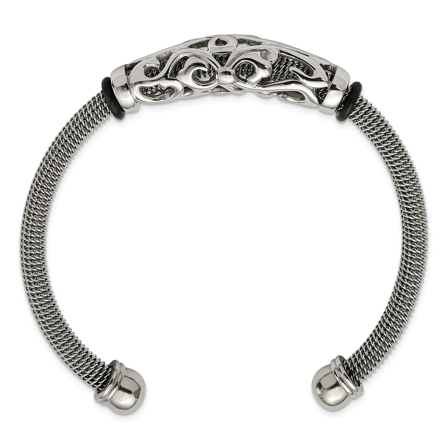 Chisel Brand Jewelry, Stainless Steel Polished Black Rubber Bracelet
