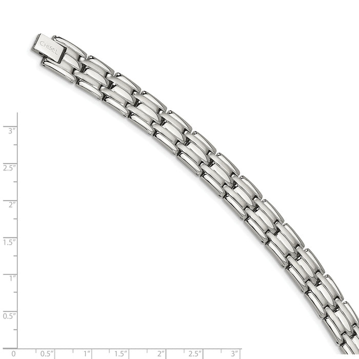 Chisel Brand Jewelry, Stainless Steel Brushed and Polished 8.5in Men's Bracelet