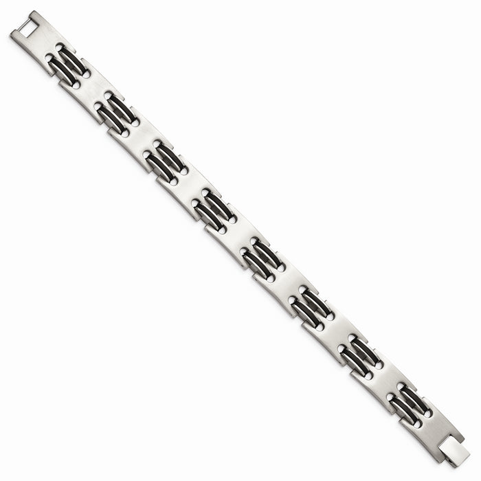 Chisel Brand Jewelry, Stainless Steel Brushed & Polished Black IP-plated Men's Bracelet
