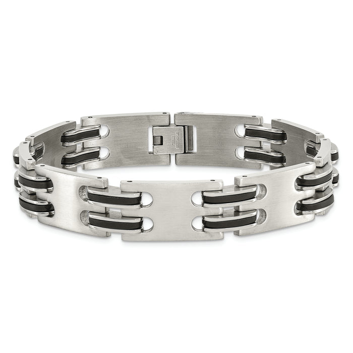 Chisel Brand Jewelry, Stainless Steel Brushed & Polished Black IP-plated Men's Bracelet