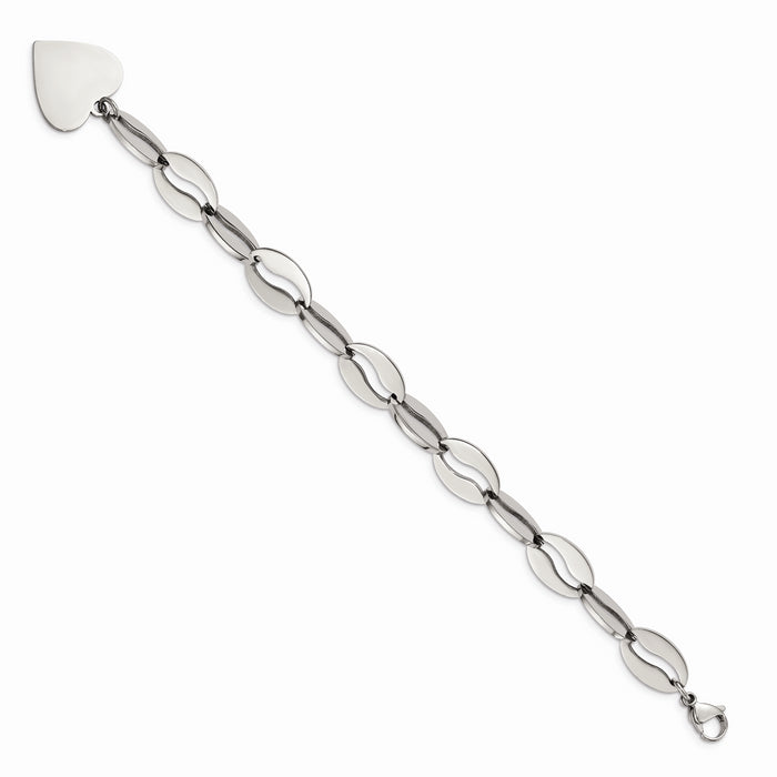 Chisel Brand Jewelry, Stainless Steel Polished Heart Bracelet