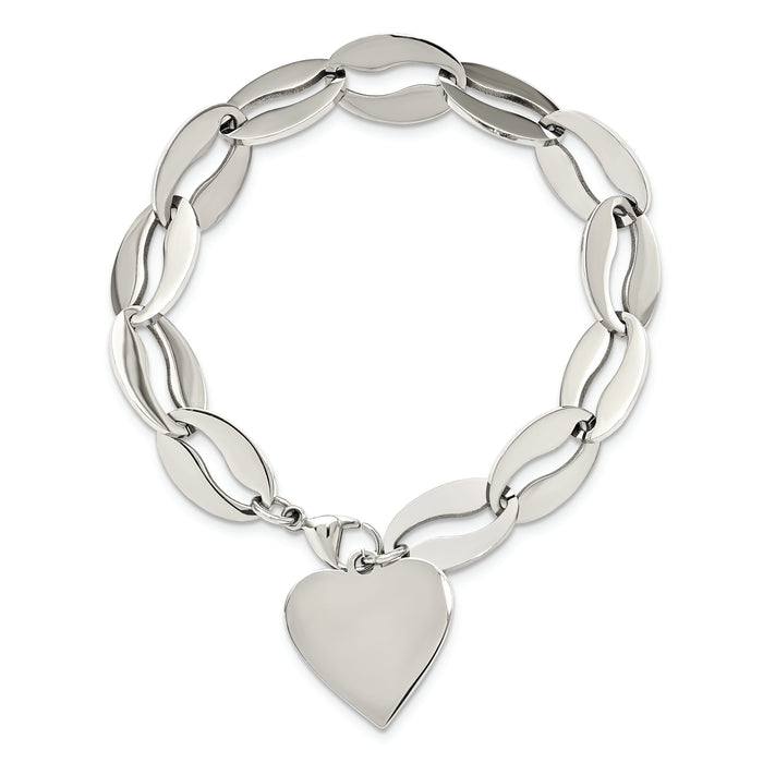 Chisel Brand Jewelry, Stainless Steel Polished Heart Bracelet