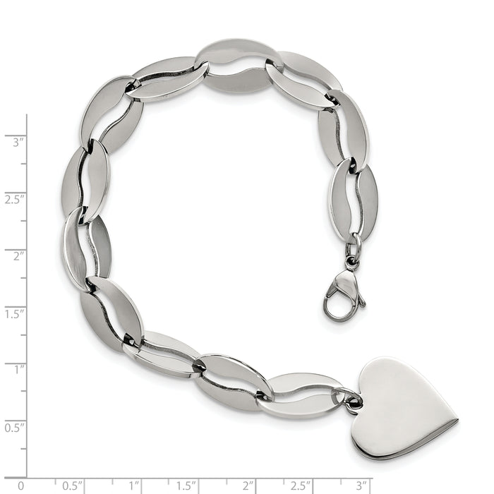 Chisel Brand Jewelry, Stainless Steel Polished Heart Bracelet