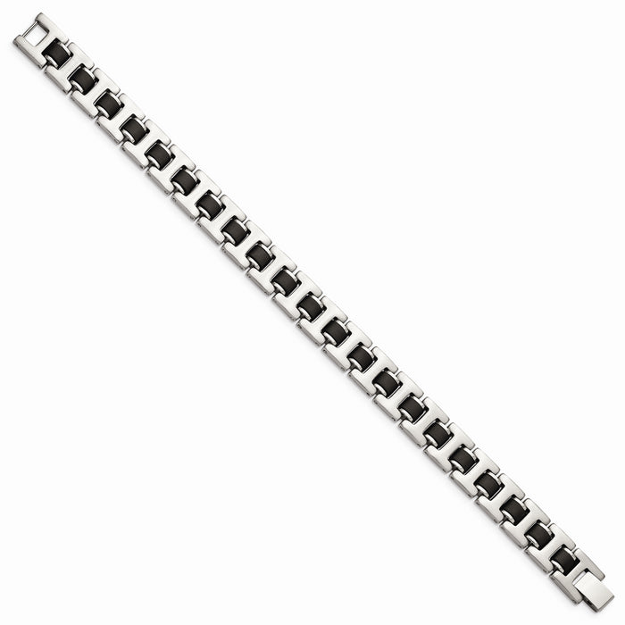 Chisel Brand Jewelry, Stainless Steel Brushed Black Rubber Men's Bracelet