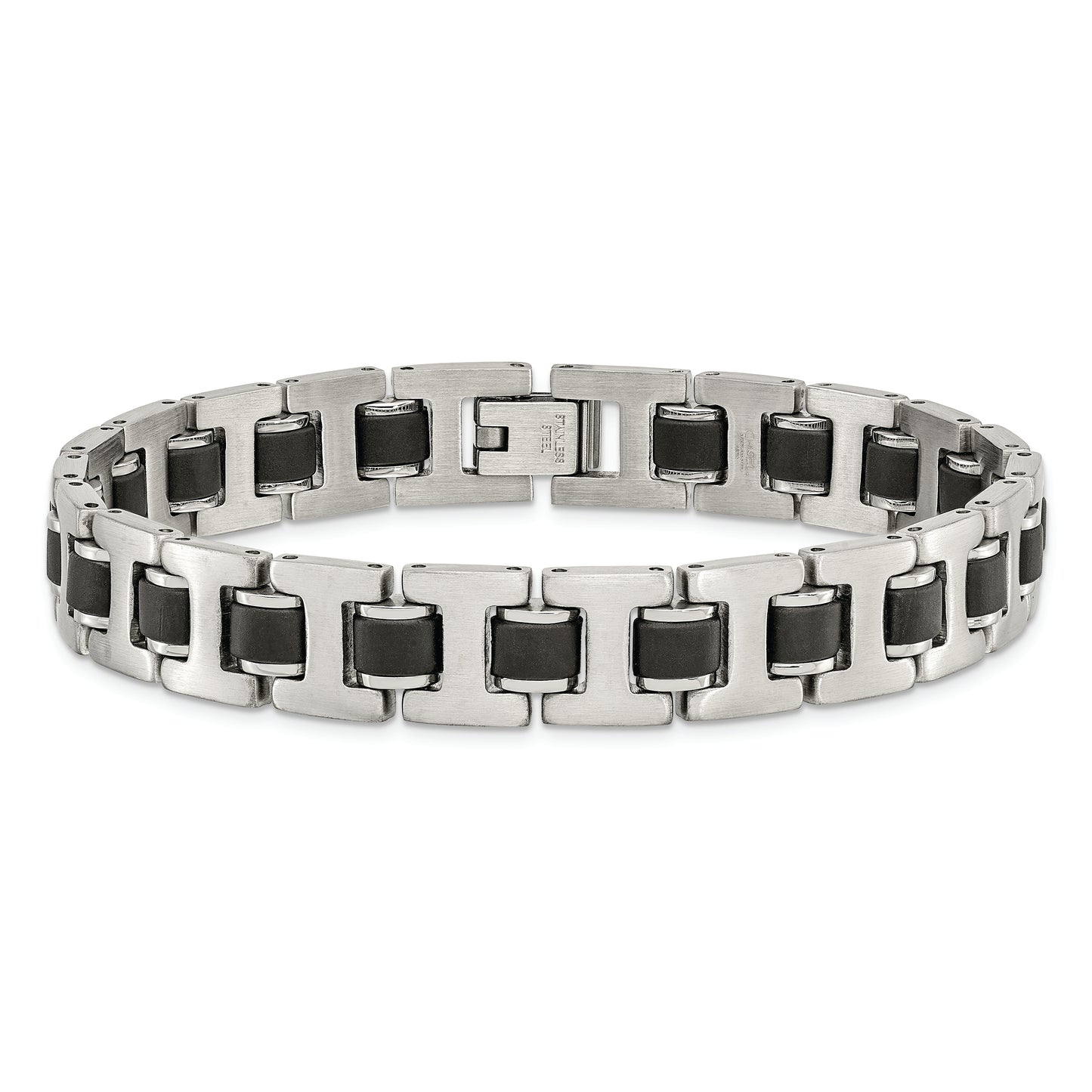 Chisel Brand Jewelry, Stainless Steel Brushed Black Rubber Men's Bracelet