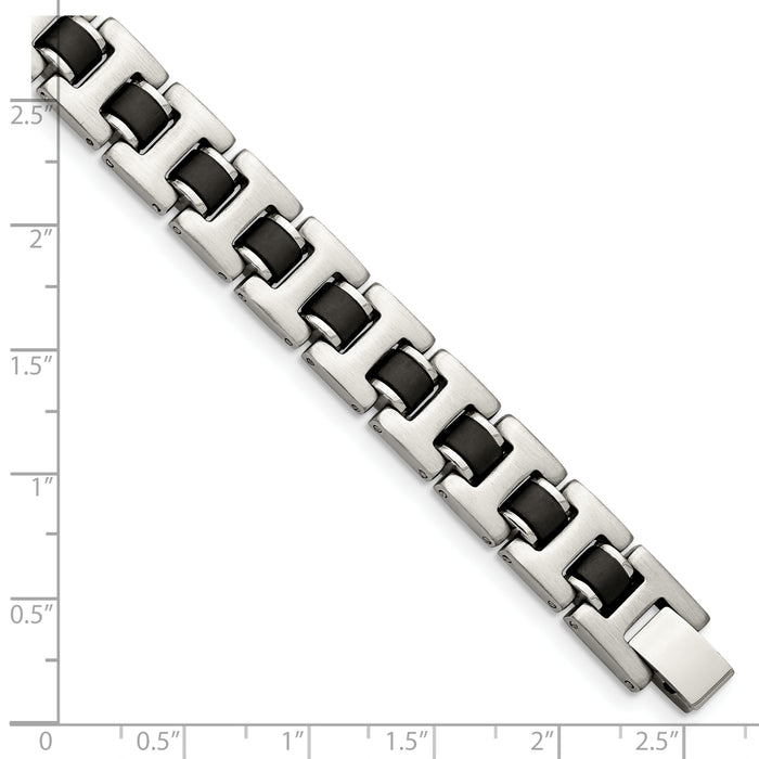 Chisel Brand Jewelry, Stainless Steel Brushed Black Rubber Men's Bracelet