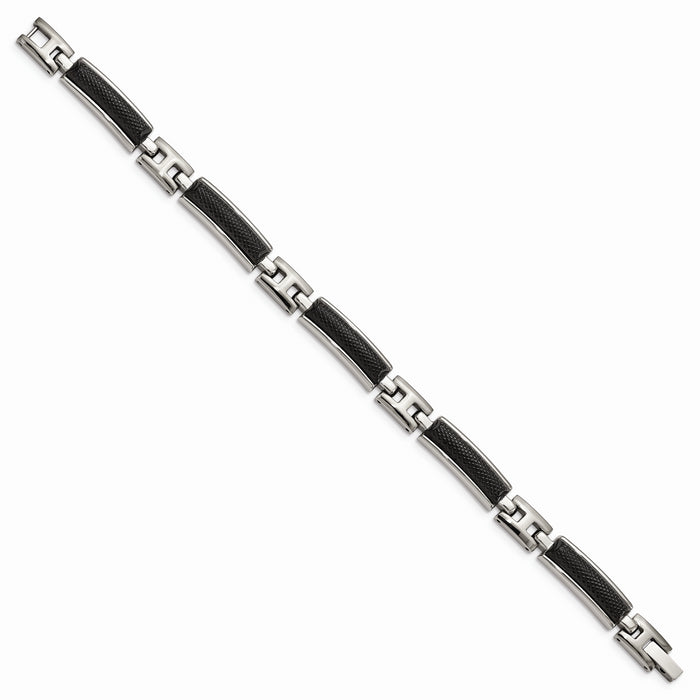 Chisel Brand Jewelry, Stainless Steel Polished and Brushed Black IP-plated Men's Bracelet