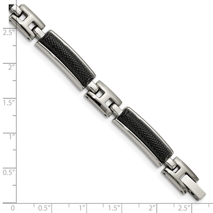 Chisel Brand Jewelry, Stainless Steel Polished and Brushed Black IP-plated Men's Bracelet