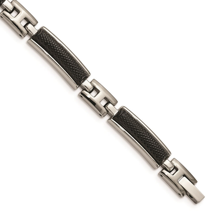 Chisel Brand Jewelry, Stainless Steel Polished and Brushed Black IP-plated Men's Bracelet