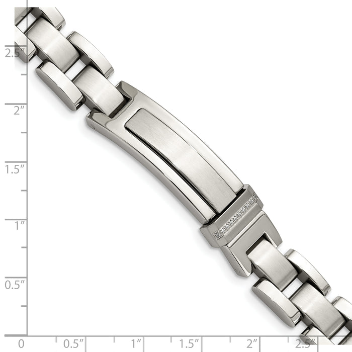 Chisel Brand Jewelry, Stainless Steel Brushed & Polished with CZs Men's Bracelet