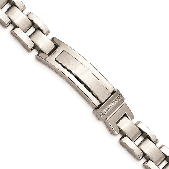 Chisel Brand Jewelry, Stainless Steel Brushed & Polished with CZs Men's Bracelet