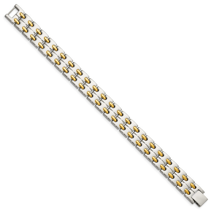 Chisel Brand Jewelry, Stainless Steel Polished Yellow IP-plated 8.5in Men's Bracelet