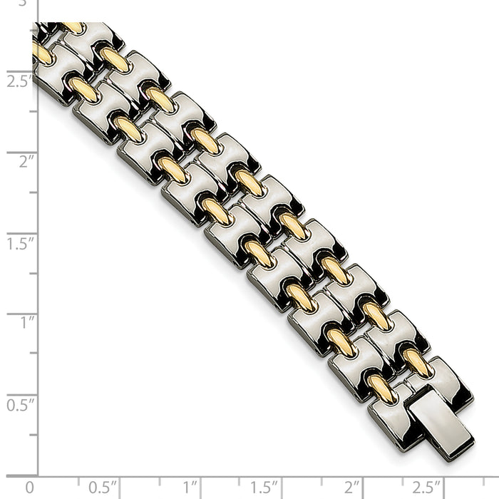 Chisel Brand Jewelry, Stainless Steel Polished Yellow IP-plated 8.5in Men's Bracelet