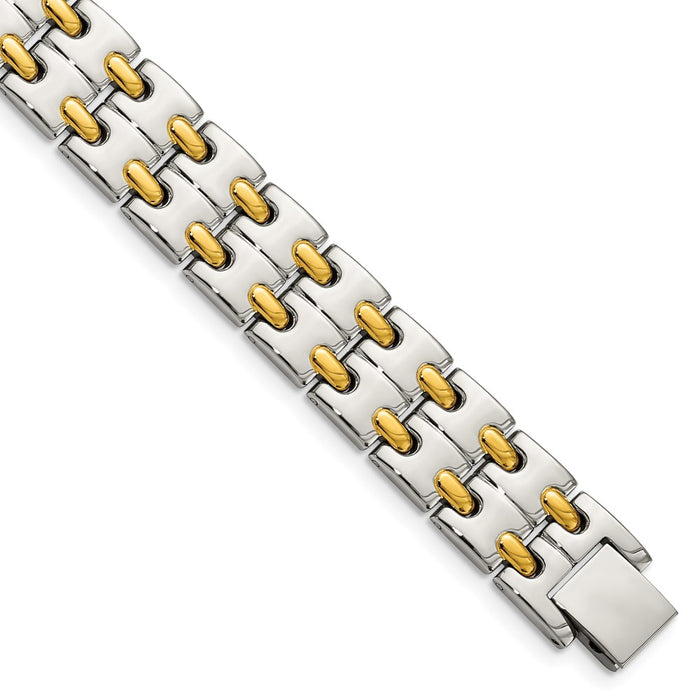 Chisel Brand Jewelry, Stainless Steel Polished Yellow IP-plated 8.5in Men's Bracelet