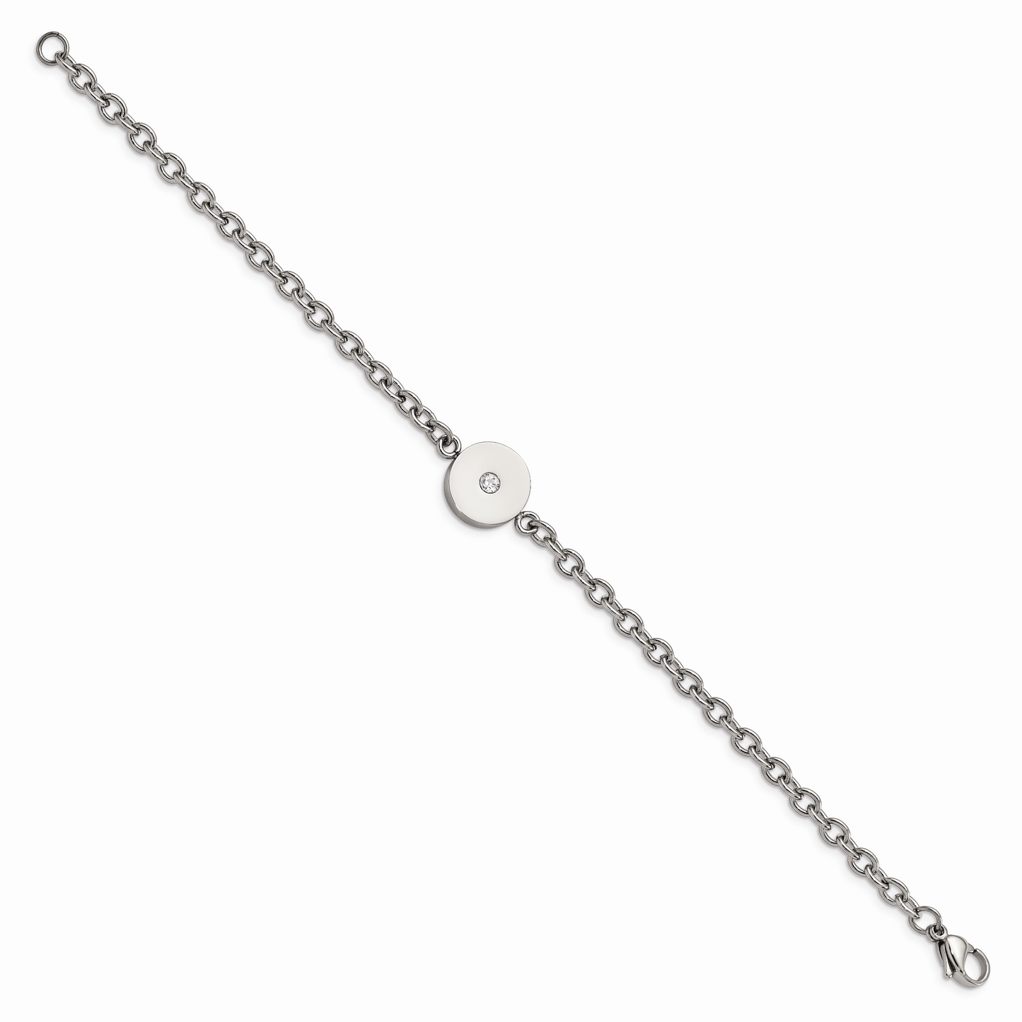 Chisel Brand Jewelry, Stainless Steel Polished Crystal Bracelet