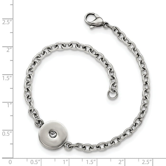 Chisel Brand Jewelry, Stainless Steel Polished Crystal Bracelet