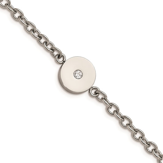 Chisel Brand Jewelry, Stainless Steel Polished Crystal Bracelet
