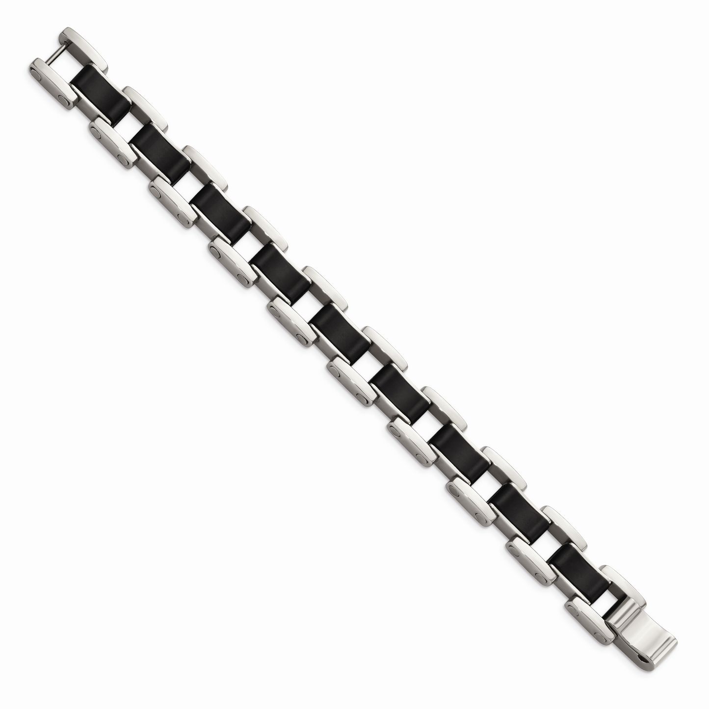 Chisel Brand Jewelry, Stainless Steel Polished Black Rubber Men's Bracelet