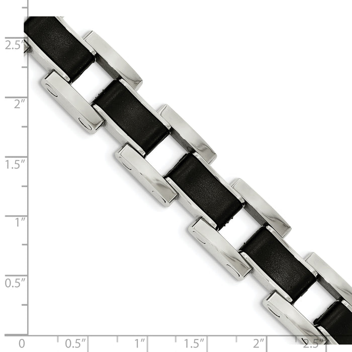 Chisel Brand Jewelry, Stainless Steel Polished Black Rubber Men's Bracelet