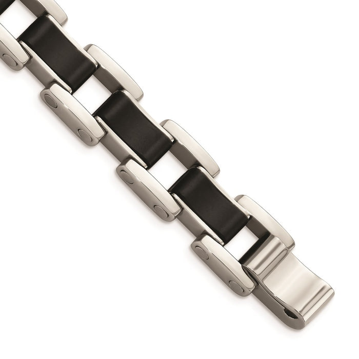 Chisel Brand Jewelry, Stainless Steel Polished Black Rubber Men's Bracelet