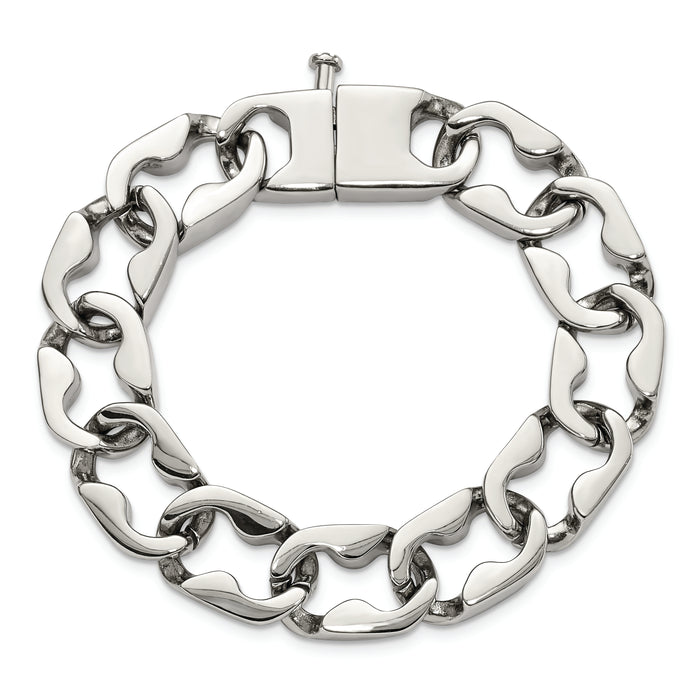 Chisel Brand Jewelry, Stainless Steel Polished Large Link Men's Bracelet