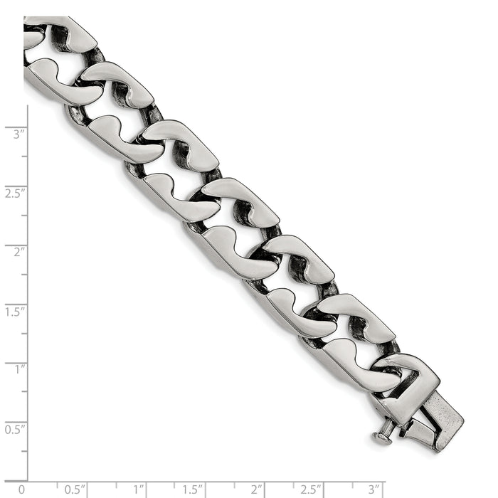 Chisel Brand Jewelry, Stainless Steel Polished Large Link Men's Bracelet