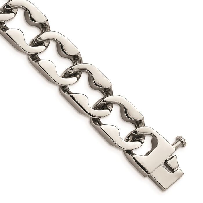 Chisel Brand Jewelry, Stainless Steel Polished Large Link Men's Bracelet