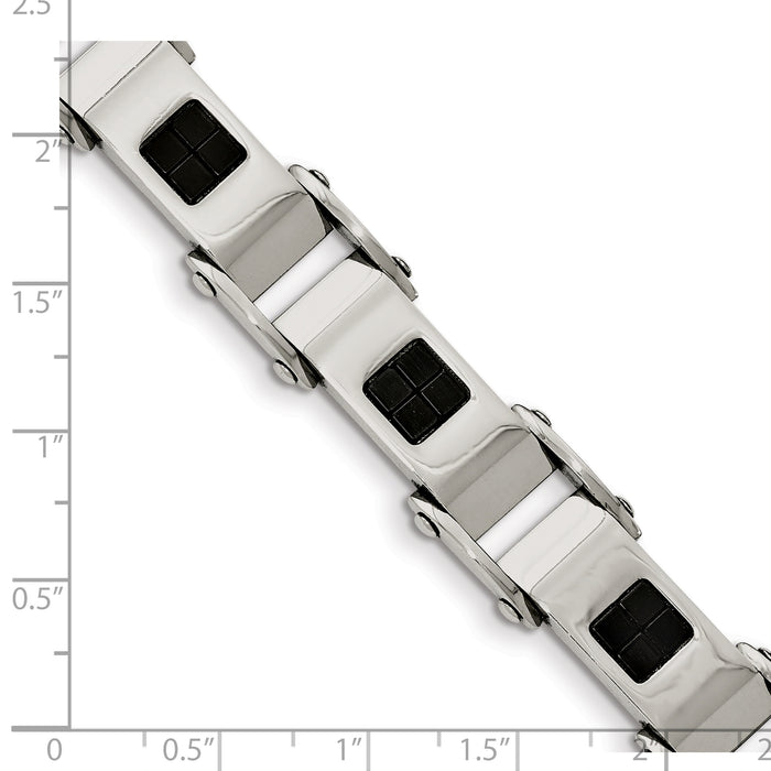 Chisel Brand Jewelry, Stainless Steel Polished Black IP-plated Men's Bracelet