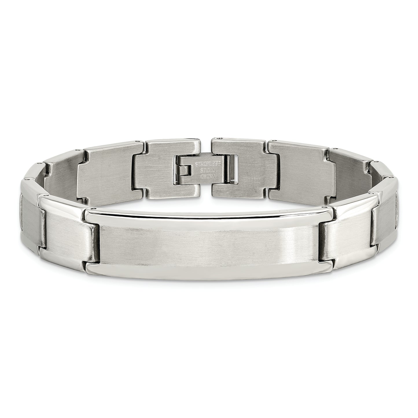 Chisel Brand Jewelry, Stainless Steel Polished and Brushed ID 8.25in Men's Bracelet