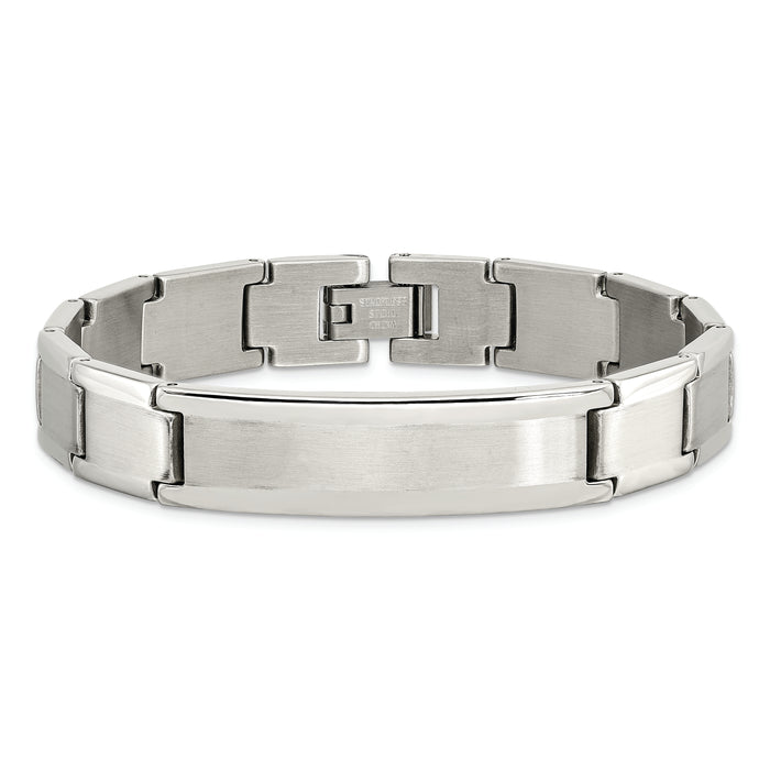 Chisel Brand Jewelry, Stainless Steel Polished and Brushed ID 8.25in Men's Bracelet