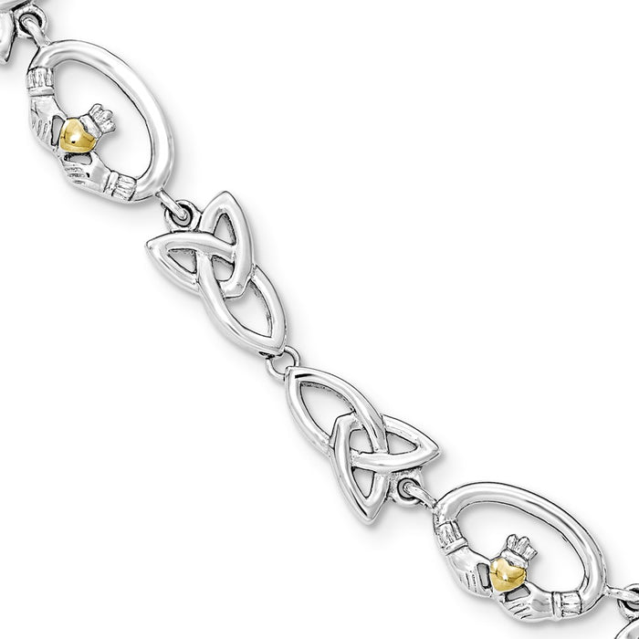 Chisel Brand Jewelry, Stainless Steel Polished Yellow IP-plated Claddagh Bracelet