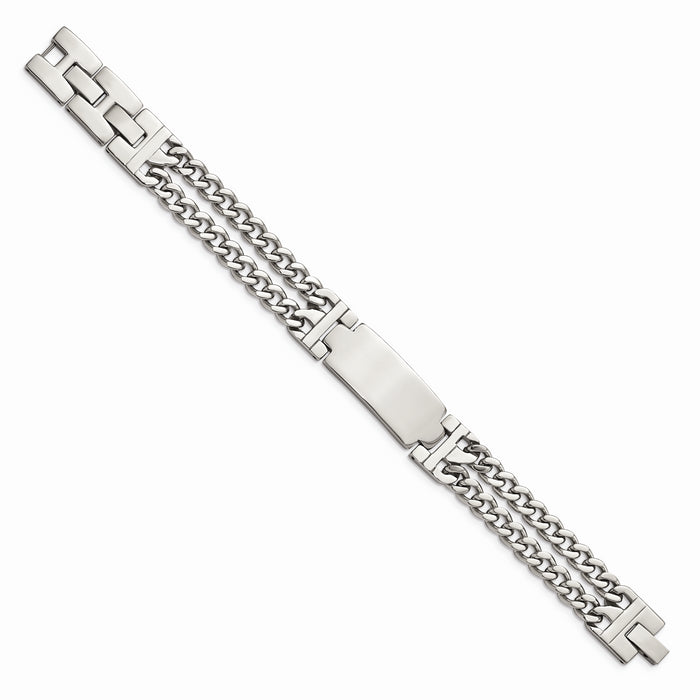 Chisel Brand Jewelry, Stainless Steel Polished Adjustable 7.75 with 1/2 inch ext. ID Men's Bracelet