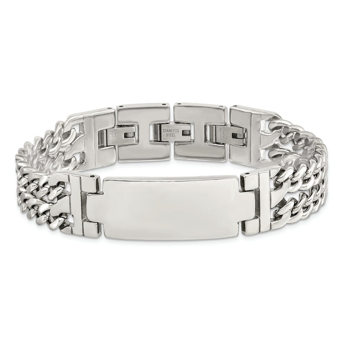 Chisel Brand Jewelry, Stainless Steel Polished Adjustable 7.75 with 1/2 inch ext. ID Men's Bracelet
