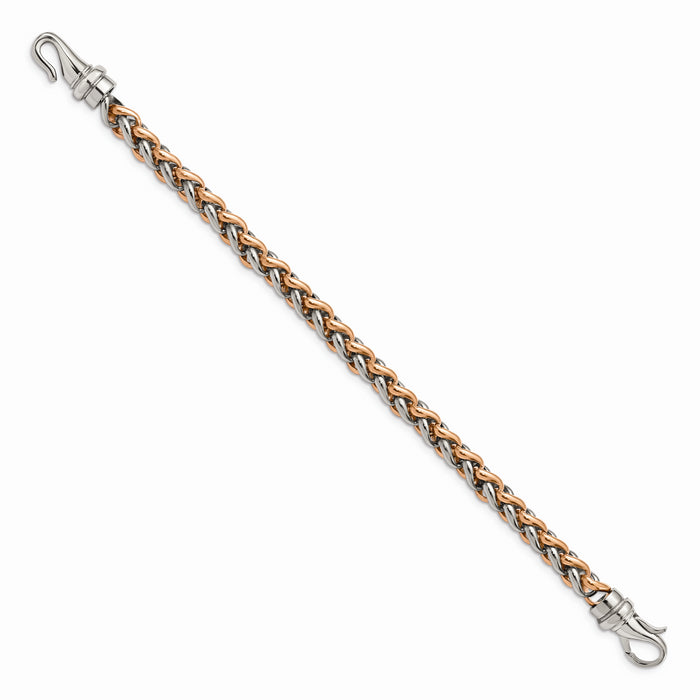 Chisel Brand Jewelry, Stainless Steel Polished Rose IP-plated 8.5in Men's Bracelet