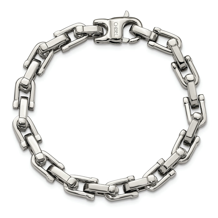 Chisel Brand Jewelry, Stainless Steel Polished 8.5in Men's Bracelet