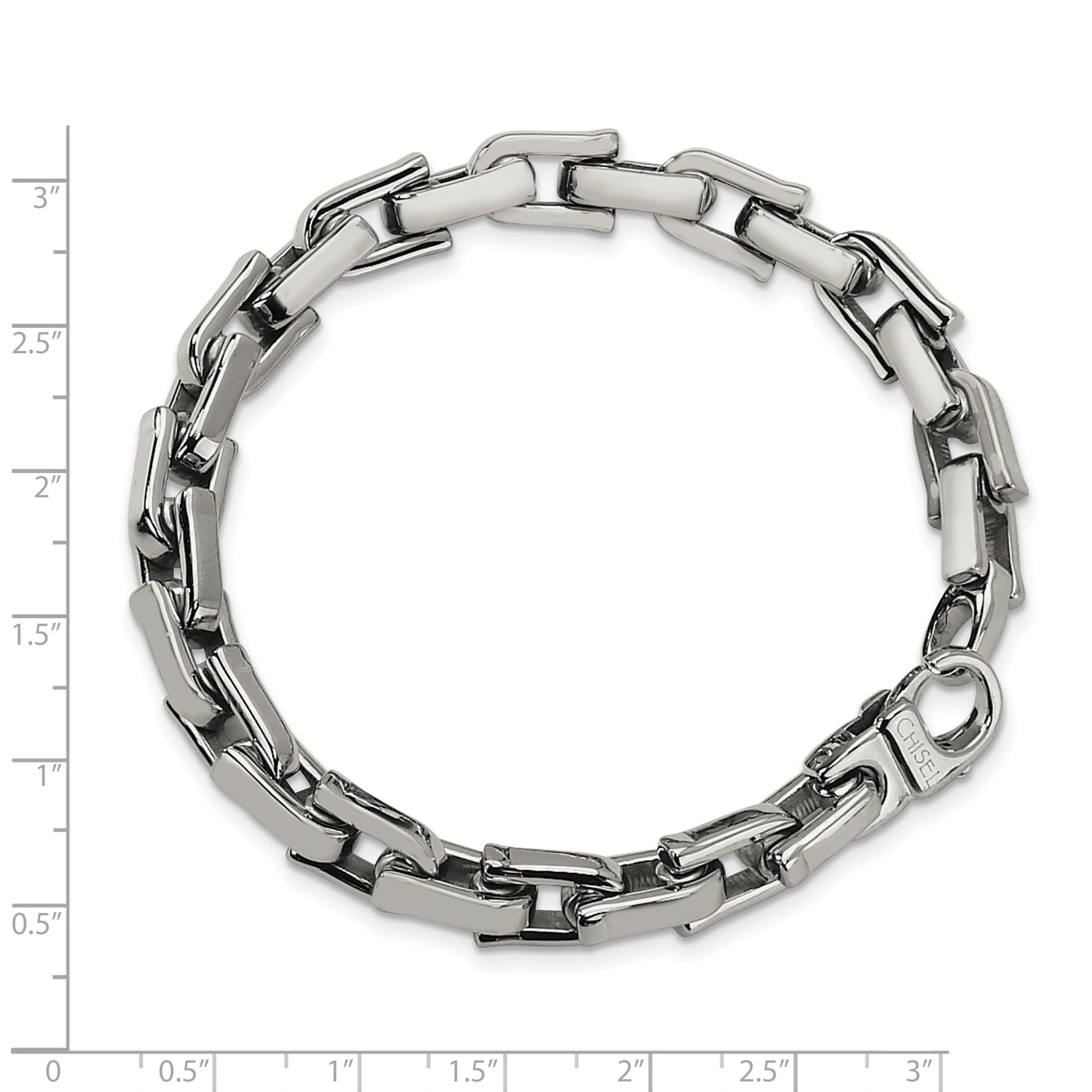 Chisel Brand Jewelry, Stainless Steel Polished 8.5in Men's Bracelet