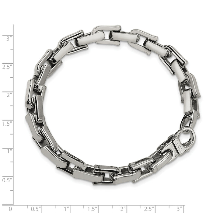 Chisel Brand Jewelry, Stainless Steel Polished 8.5in Men's Bracelet