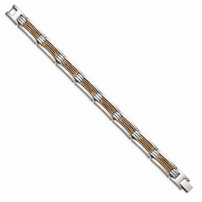 Chisel Brand Jewelry, Stainless Steel Polished Rose IP-Plated Men's Bracelet