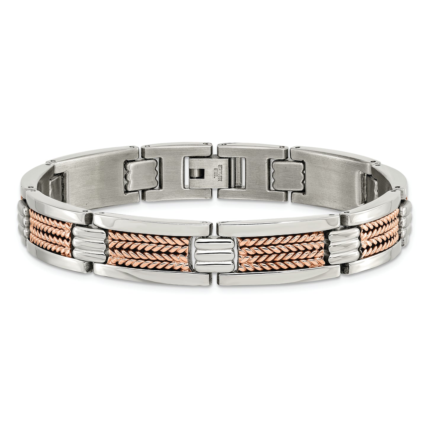 Chisel Brand Jewelry, Stainless Steel Polished Rose IP-Plated Men's Bracelet