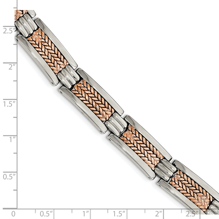 Chisel Brand Jewelry, Stainless Steel Polished Rose IP-Plated Men's Bracelet