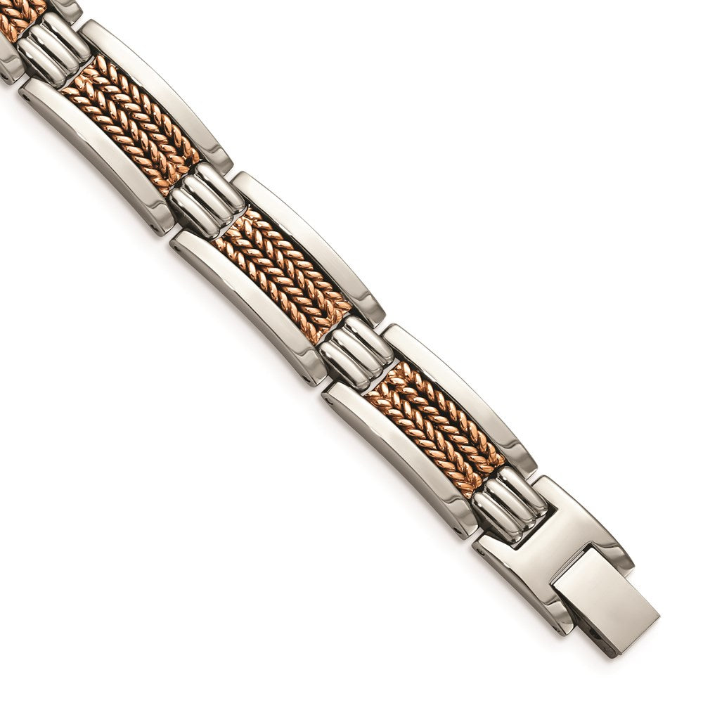Chisel Brand Jewelry, Stainless Steel Polished Rose IP-Plated Men's Bracelet