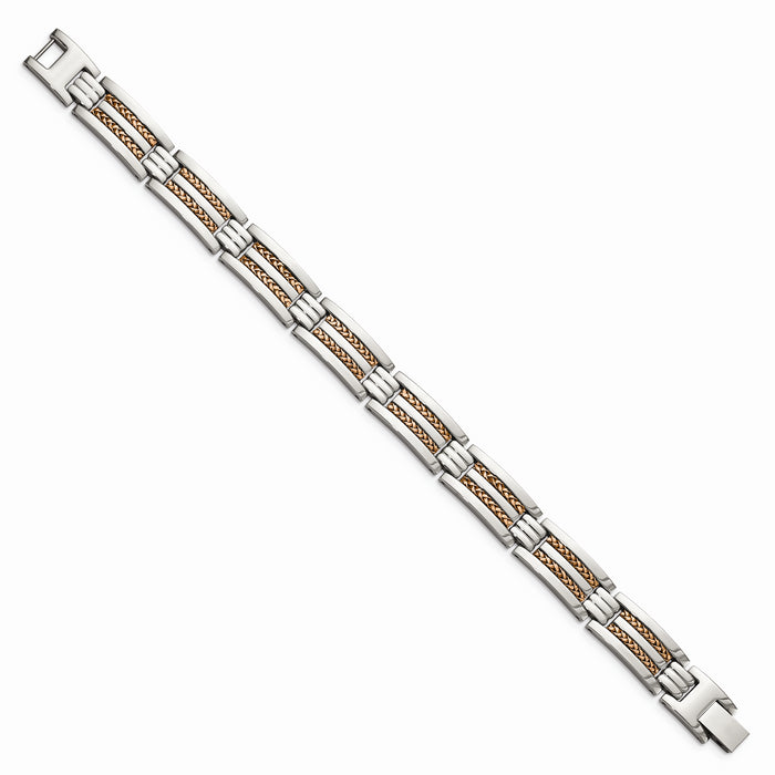 Chisel Brand Jewelry, Stainless Steel Polished Rose IP-Plated Men's Bracelet