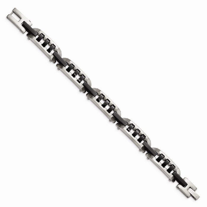 Chisel Brand Jewelry, Stainless Steel Brushed and Polished Black IP-plated Men's Bracelet