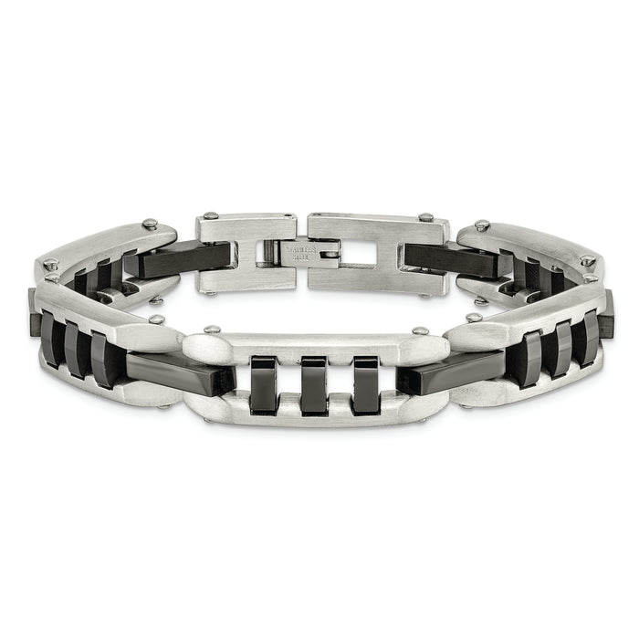 Chisel Brand Jewelry, Stainless Steel Brushed and Polished Black IP-plated Men's Bracelet