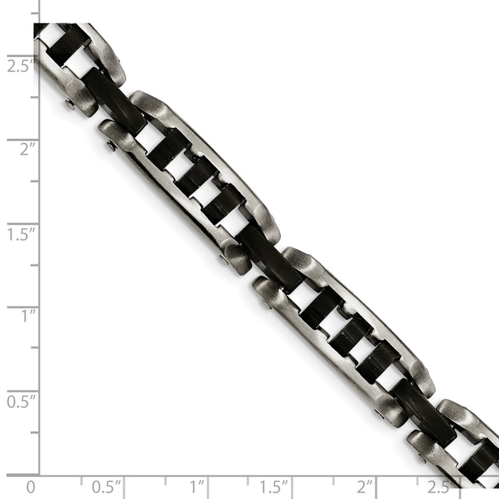 Chisel Brand Jewelry, Stainless Steel Brushed and Polished Black IP-plated Men's Bracelet