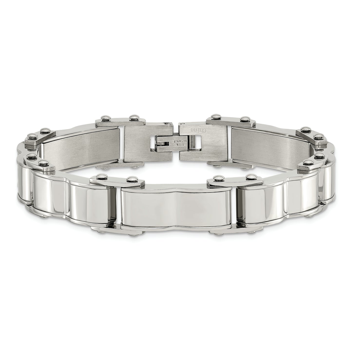 Chisel Brand Jewelry, Stainless Steel Polished and Brushed Back Men's Bracelet