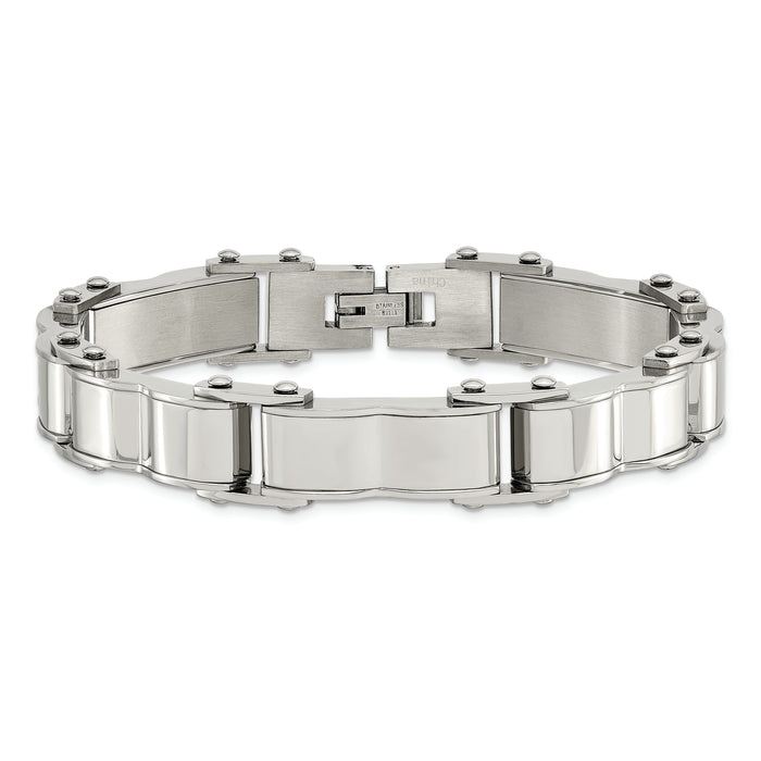 Chisel Brand Jewelry, Stainless Steel Polished and Brushed Back Men's Bracelet