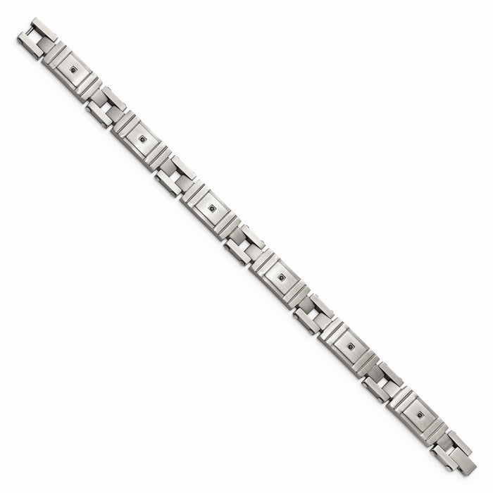 Chisel Brand Jewelry, Stainless Steel Antiqued Brushed CZ Men's Bracelet